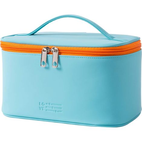 Trousse à cosmétiques trousse de voyage portable pour femme (bleu clair),