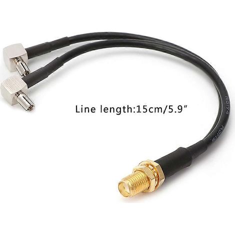 Câble répartiteur combiné RG174 15c, connecteur SMA femelle en Y vers 2 connecteurs TS9 mâles (1/5)