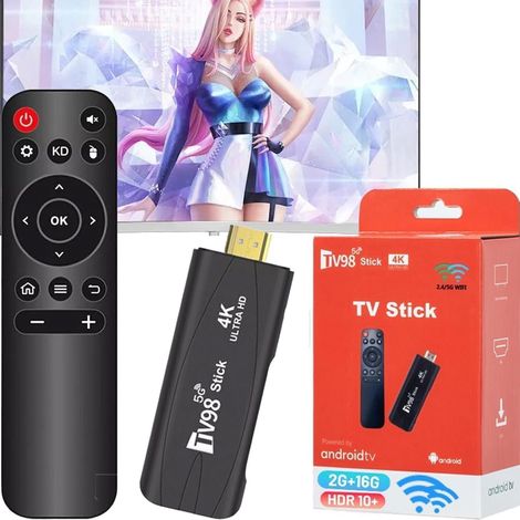 Android TV Stick 2GB+16GB Quad-Core 64bit Dual WiFi 2.4G/5G 4K HDR10+ Ultra USB HD Smart TV Stick (H 2+16) (1/5)