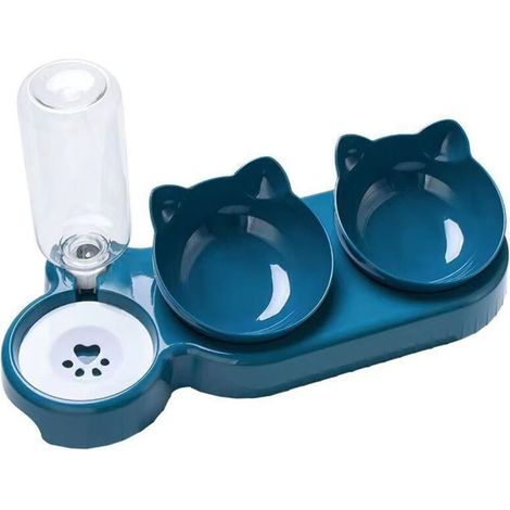Ensemble de gamelles 3 en 1 pour chat, amovibles, inclinées à 15 °, pour aliments humides et secs, gamelles pour animaux de compagnie pour boire, chiots, chatons, fournitures pour animaux de compagnie