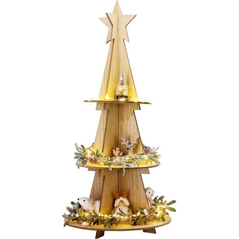 Holz Etagere Weihnachtsbaum 3 Etagen Ø29xH60cm-AAE331990 (1/4)