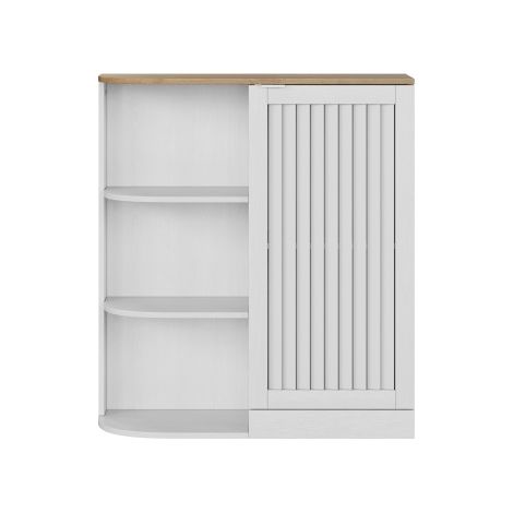 Meuble d'angle, Meuble de salle de bain d'angle avec compartiments de rangement ouverts — Meuble de rangement moderne avec portes à croisillons et étagères réglables — Idéal pour salle de bain, cuisin