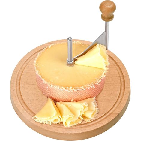 Coupe-fromage en bois de 21,6 cm - Trancheuse à fromage en acier inoxydable pour meule de fromage au chocolat - Manuel d'utilisation pour la maison, le restaurant et le café