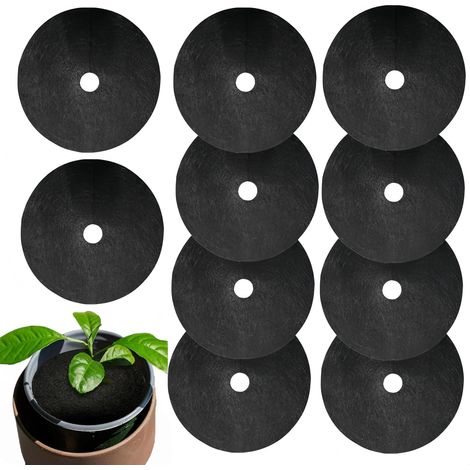 Lot de 10 disques de paillage pour arbres, 25 cm, tapis pour mauvaises herbes, tapis de protection pour arbres et plantes, tapis de protection rond en non-tissé pour plantes et arbres (1/5)