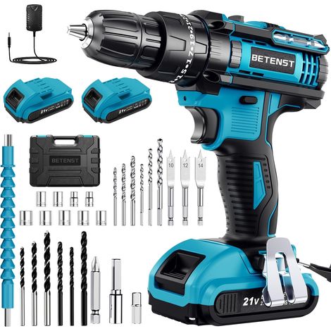 Perceuse Visseuse Sans Fil 21V, Visseuse Devisseuse Sans Fil avec 2 Batteries 2.0Ah, 42Nm Perceuse Percussion 253 Réglages de Couple, 30 Accessoires Perceuse Percussion pour Metal Bricolage (1/5)