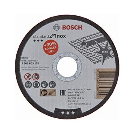 Disco di taglio dritto 115 mm 1 pz Acciaio Bosch