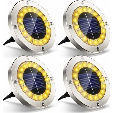 [JAMAIS UTILISÉ]Projecteur solaire extérieur de jardin, lot de 4 de 16 projecteurs solaires LED éclairage extérieur IP65 étanche sans fil en acier inoxydable pour pelouse/balises/terrasse/chemins/plan (1/4)