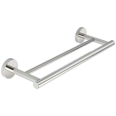 Porte-Serviettes de Salle de Bain Double Barres Anneau Porte Serviette Mural, Support Serviettes Chrome Poli en Acier Inoxydable SUS304 Fixé au Mur Longueur (1/4)