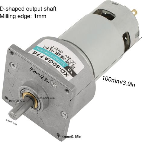 Moteur à engrenages métalliques micro CC 35 W, vitesse réglable CW/CCW (24 V, 5 tr/min) (1/5)