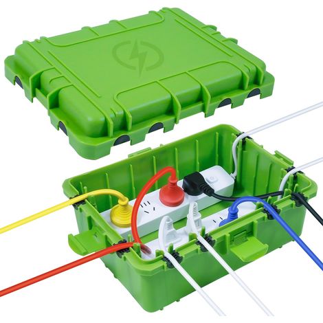 Grande boîte électrique d'extérieur étanche IP54 avec couvercle de rallonge résistant aux intempéries pour prise de courant, minuterie, lumière de vacances, vert (1/5)
