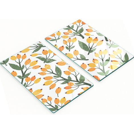 Tablas de servir de cristal para cocina con dise帽o de espino amarillo, 2 x 30 x 52 cm.