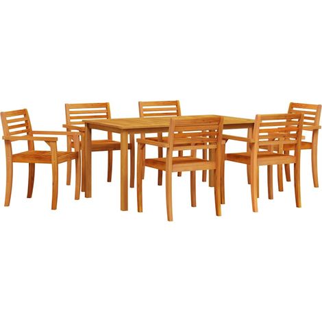 Maison Exclusive - Garten Essgruppe 7 pcs Braun Massivholz Akazie