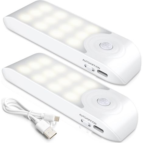 Veilleuse LED Rechargeable,[2 Pièces] Automatique Lampe Led Détecteur De Mouvement, Lumière Murale Magnetique Portable, pour Placard Chambre Couloir Armoire Escalier [12 LED] [3 Modes] (1/5)