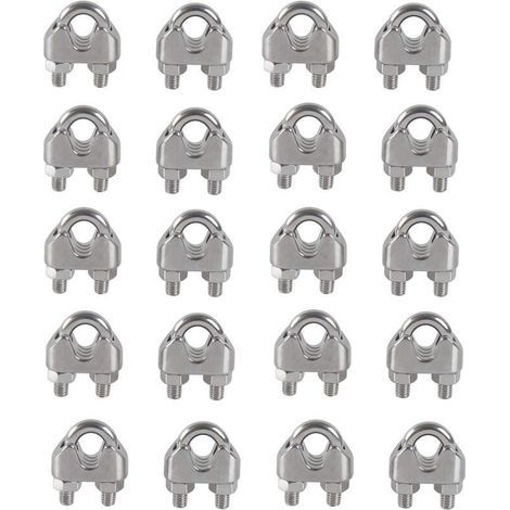 YMYNY M4 Cable Ties U Clip Bolt Cable Clamp 304 Stainless Steel Cable Clamp Saddle Wire Rope Clips for Outdoor Clothes Airer 20pcs (1/4)