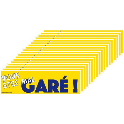 Signaletique.Biz France – Lot de 18 autocollants dissuasifs pour stationnement – Stickers vinyle pour vitres de voiture – Adhésifs permanents 100 x 30 mm – Fabriqués en France