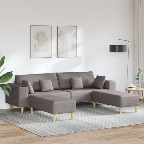 vidaXL Sofa mit Kissen 3 pcs Taupe Stoff (1/5)