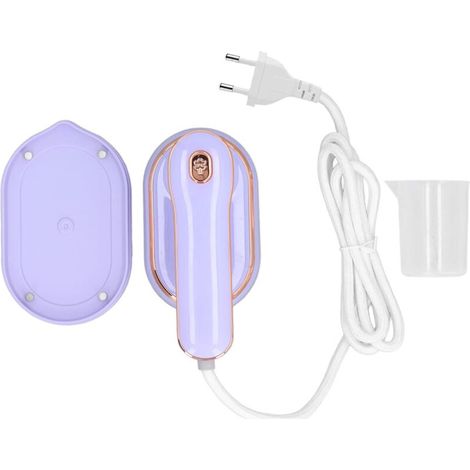 Mini ironing machine for clothes, portable 180-degree rotating travel steam iron with 100ml water tank, wet and dry use, 220V purple EU plug