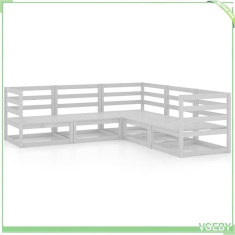 Salon de jardin 5 pcs - FAFEICY - 3075726 - Bois de pin massif - Gris - Design palette rustique (1/5)