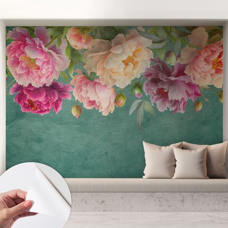 Papier peint adhésif décoratif pour salon chambre et cuisine Facile à poser avec colle Élégance florale 208x146 cm (1/5)