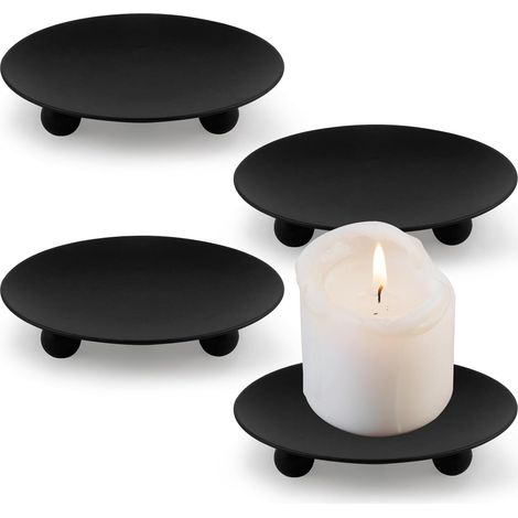 [JAMAIS UTILISÉ]4 Pièces 7cm Plaques de Bougie en métal Retro Candélabres Bougeoir Plateau Plaques Candélabre Pilier, Design Rétro Élégant, Idéal pour Décoration de Mariage, Maison, Anniversaire (1/5)
