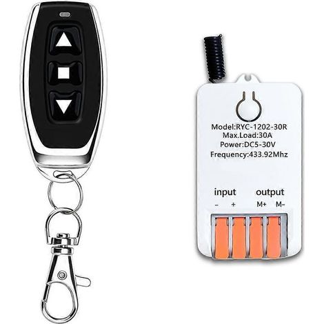Interruttore motore KR1202-30R da 433 MHz, 30 A CC, 5 V-30 V, per il controllo remoto della direzione di rotazione del motore (avanti/indietro), 30 m (1/5)