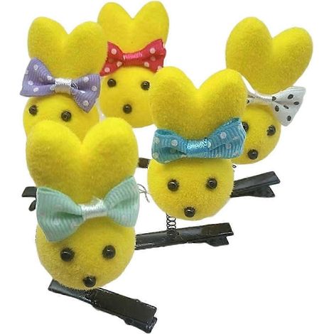 Lot de 5 pinces à cheveux décoratives lapin et poulet avec nœud papillon, style ressort, pour fille, à faire soi-même-B (1/5)