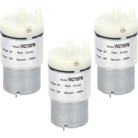 3 pompes à membrane miniatures 6V DC pour aquarium, moteur à vide et eau, lot de 3 (VN2708PM) (1/5)
