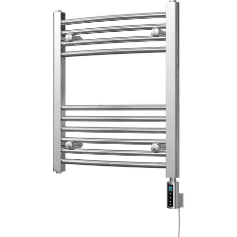 Zennor - Chrome Electric Towel Rail H600mm x W500mm Curved 200w Thermostatic WIFI (1/3)