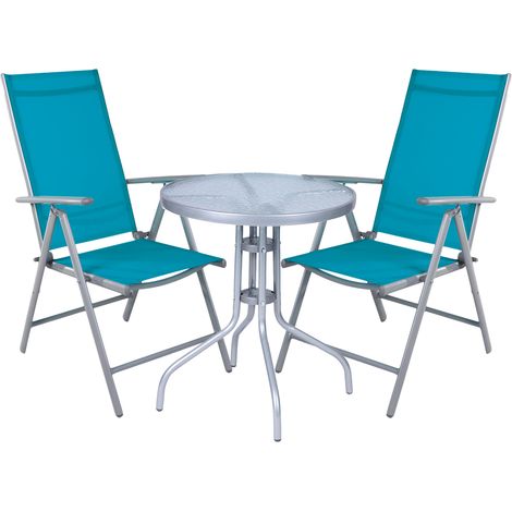 Bistrogarnitur 3-teilig Silber/Petrol-MMC330850+2xMMC5000P (1/3)