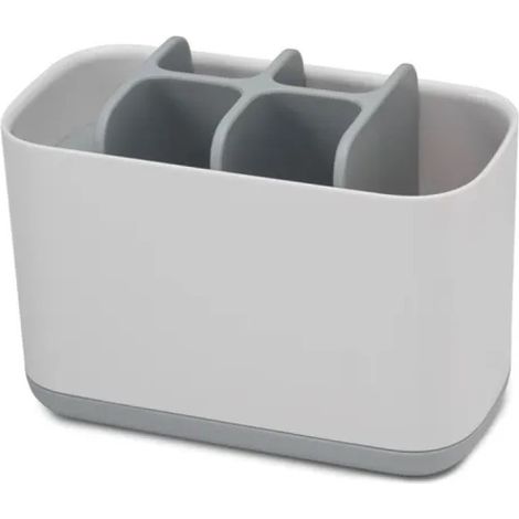 Portacepillos de dientes grande Joseph Joseph EasyStore™ en Gris/Blanco, con compartimentos organizados, fácil de limpiar y base antideslizante. (1/5)