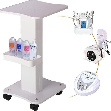 Chariot de soins de beauté à roulettes Chariot de soins de beauté à roulettes à 3 étages en aluminium Chariot pour machine de thérapie par le vide avec rotation à 360° Chargement des roues 135 lbs, 27 (1/5)