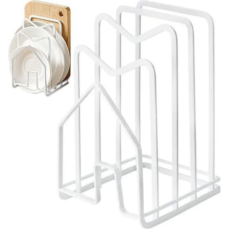 Support à planches à découper en métal / Égouttoir à vaisselle / Porte-planches à découper – Cuisine, 12,5 x 14,5 x 21,5 cm, blanc (1/5)