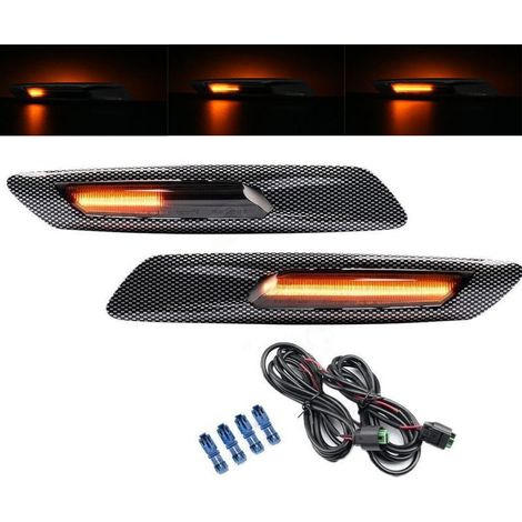 Rétroviseur LED Défilant BMW Série 5 LCI F10 F11 - Clignotant Dynamique imitation Carbone - 2011 à 2013 - Homologué ECE (1/5)