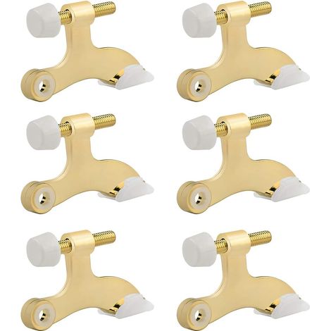 6 Butoirs Porte Laiton Or – Réglables 6,5x4,5 cm, Pointes Caoutchouc Blanc