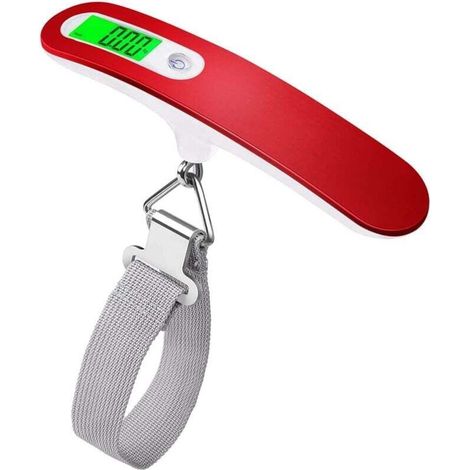 Electronic Luggage Scale Portable Scale Digital Portable Electronic Luggage Scale, Max 50Kg/110Lb (LB,g,Oz,kg) Electronic Scale with Backlight/Tare Function for Travel (Red) (1/4)