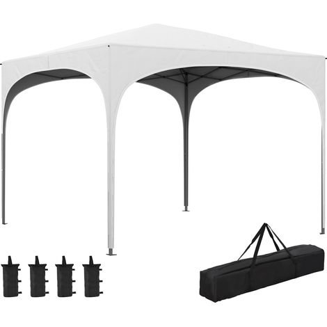 Carpa plegable 3x3 m cenador de jardín altura ajustable con bolsa de transporte impermeable y bolsas de arena para exteriores jardín patio blanco (1/5)