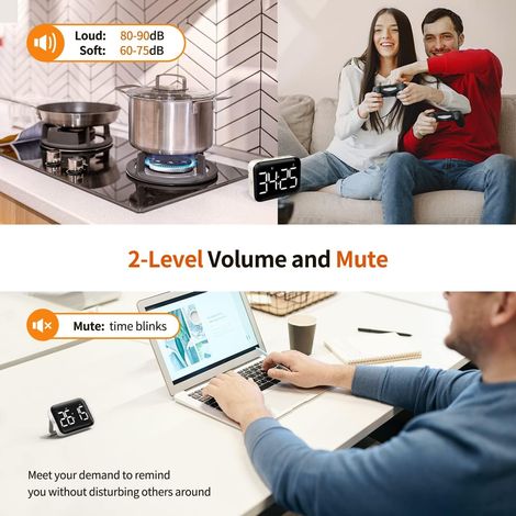Magnetischer Küchentimer mit Countdown-Funktion zum Kochen, batteriebetriebener digitaler Timer, großes Display, 2 Helligkeits- und Lautstärkestufen, geeignet für Klassenzimmer, Lehrer und Kinder. (1/3)
