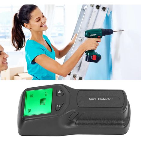 Détecteur de montants 5 en 1 avec écran LCD HD pour bois, câbles AC et métaux, détection précise des bords et centres, couleur noire. (1/5)