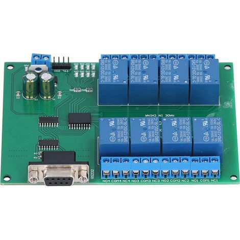 Module relais 8 canaux RS232 12V DC N223B08 avec LED, carte de contrôle à distance par port série sans boîtier (1/5)