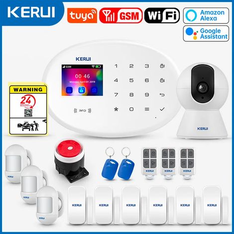 (Pack 7) Système d'alarme domestique, prend en charge WiFi GSM, bande 433 MHz, contrôle via l'application Tuya Home. (1/5)
