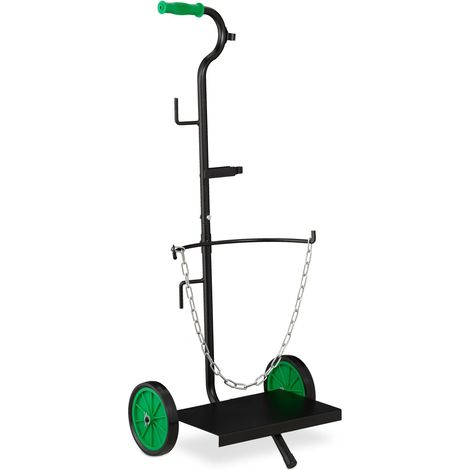 Carro de transporte de gas móvil ajustable en altura 30 x 30 x 90 cm con soportes y cadena de acero negro 130007678 (1/5)