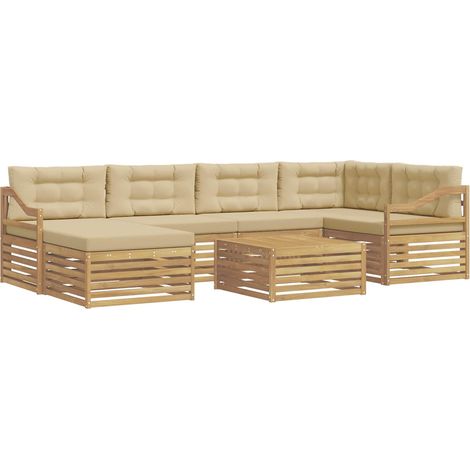 Outdoor Sofa Set 7 pcs White and Beige vidaXL (1/5)
