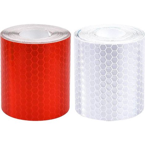 Reflektierendes Band, 2 Stück, 5 cm x 3 m – selbstklebend, wasserfest, für Fahrrad, Auto, Outdoor, weiß-rot (1/5)