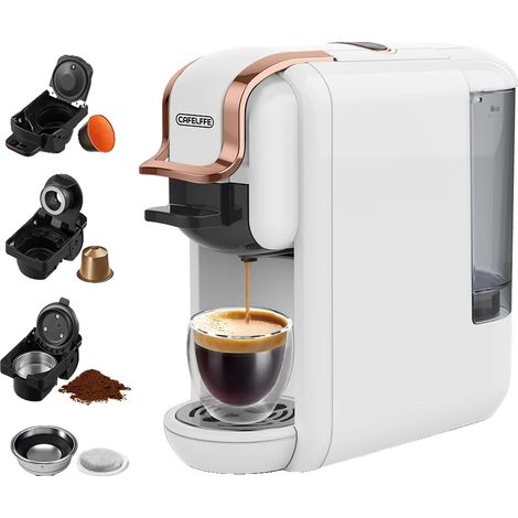 Machine à café, pression de 19 bars, compatible avec plusieurs types de capsules, Blanc, UE-a (1/2)