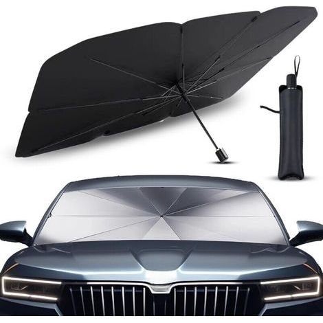 Pare Soleil Voiture Pare Brise Avant,Parapluie Soleil SUV et Camion Pare-soleils pour Pare-Brise Avant Auto résistant aux UV avec axe Rotatif à 360° et revêtement en Titane (1/5)