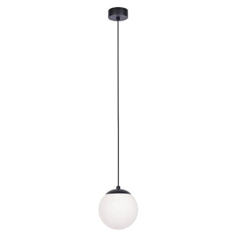 Suspension métal noir abat-jour verre blanc Kaja Savoy