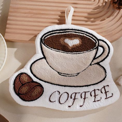 Ensemble de 3 mouchoirs - Serviettes de bain en polaire corail mignonnes et absorbantes - Un cadeau pratique, amusant et adorable pour les femmes, avec un motif paresseux et café et des crochets (styl (1/4)