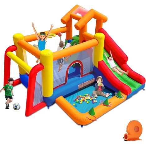 Inflatable Castle with Blower, Indoor/Outdoor Kids - Gifts for Birthday Parties (343 x 280 x 203 cm) (1/5)