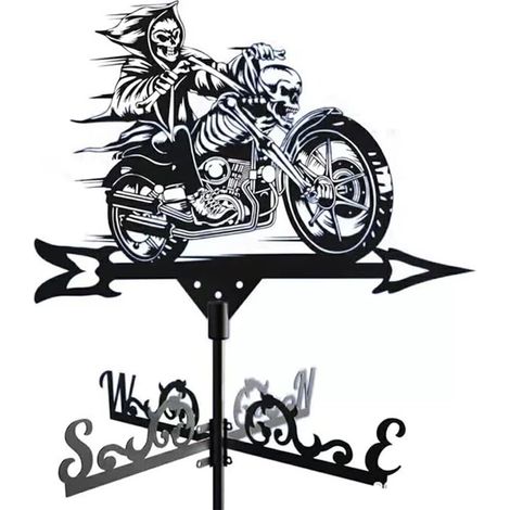 1 Girouette, Métal, Design rétro Sorcière, Indicateur de direction du vent, Noir, Pour jardin et toit