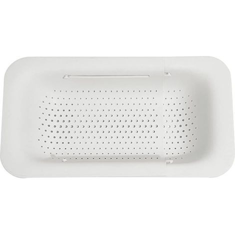 Ausziehbare Spülbeckenablage - Verstellbarer Küchenabtropfkorb - Nudelabtropfkorb für Spülbecken (weiß) (1/5)